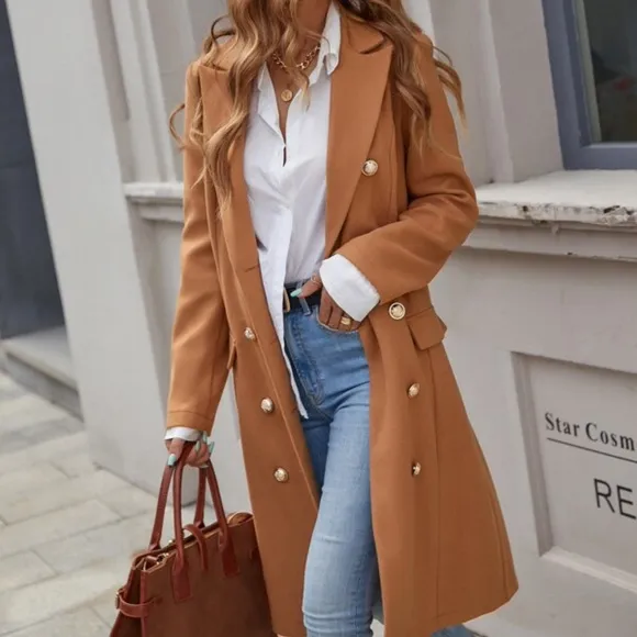 Classic Double Breasted Button up Jacket Coat