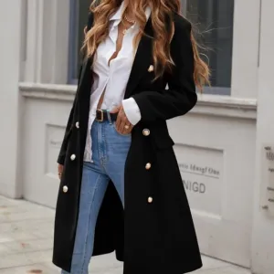 Classic Double Breasted Button up Jacket Coat