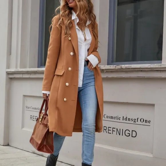 Classic Double Breasted Button up Jacket Coat