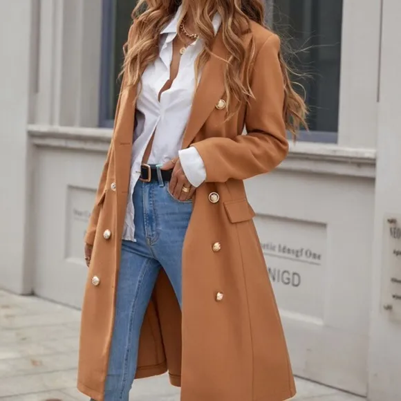 Classic Double Breasted Button up Jacket Coat