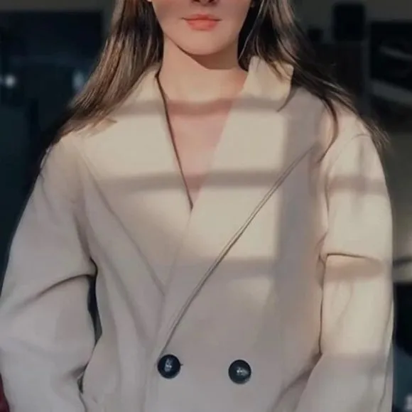 Classic Double Breasted Pea Overcoat jacket fall/winter - beige