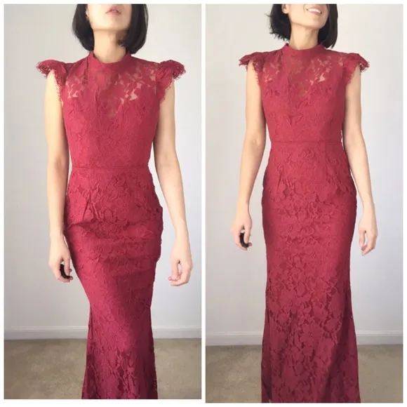 CLASSIC FULLY LACE OPEN BACK LONG DRESS