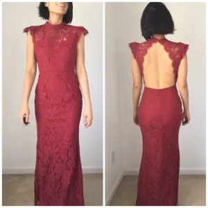 CLASSIC FULLY LACE OPEN BACK LONG DRESS