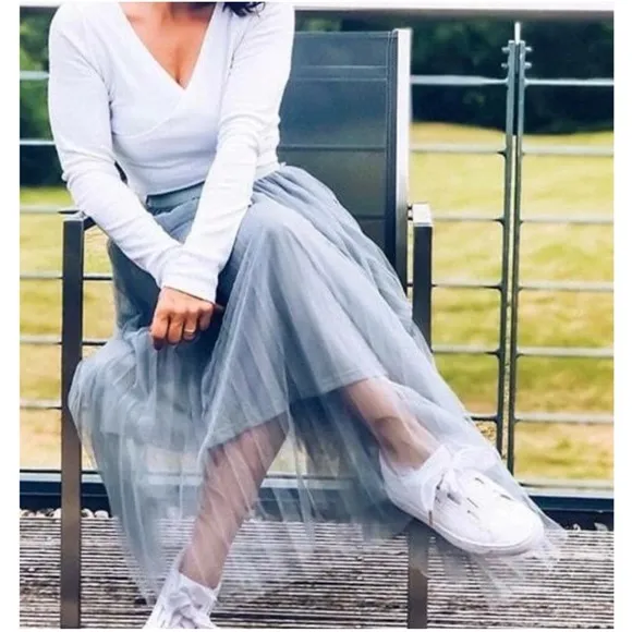 Classic High Waisted Pleated Party Maxi Skirt