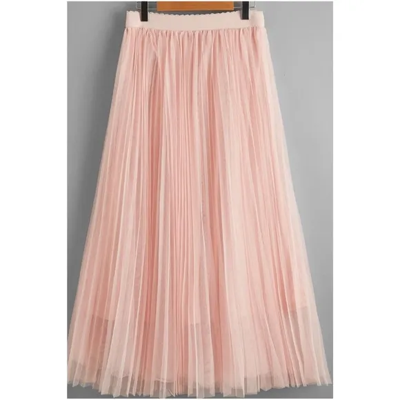 Classic High Waisted Pleated Party Maxi Skirt