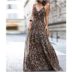 CLASSIC LEOPARD PRINT MAXI DRESS