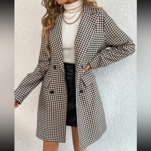 Classic plaid button down blazer jacket