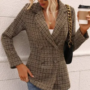Classic Plaid Double Breasted Blazer