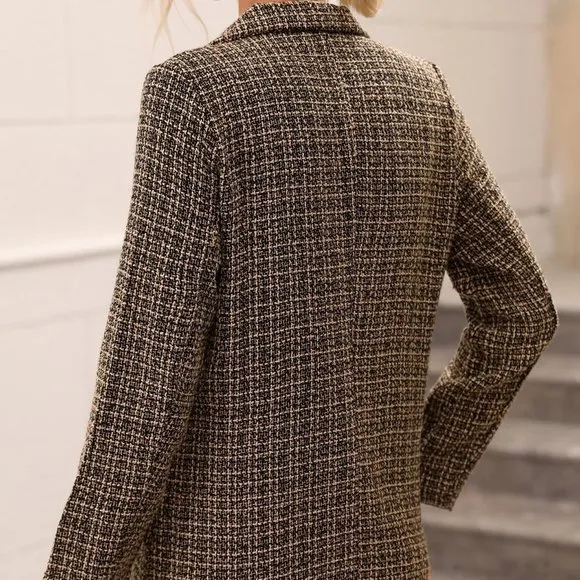 Classic Plaid Double Breasted Blazer