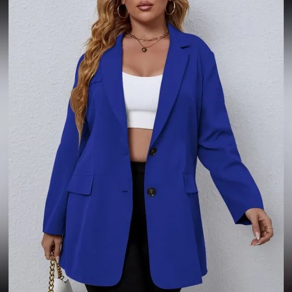 Classic plus size blazer jacket hot pink