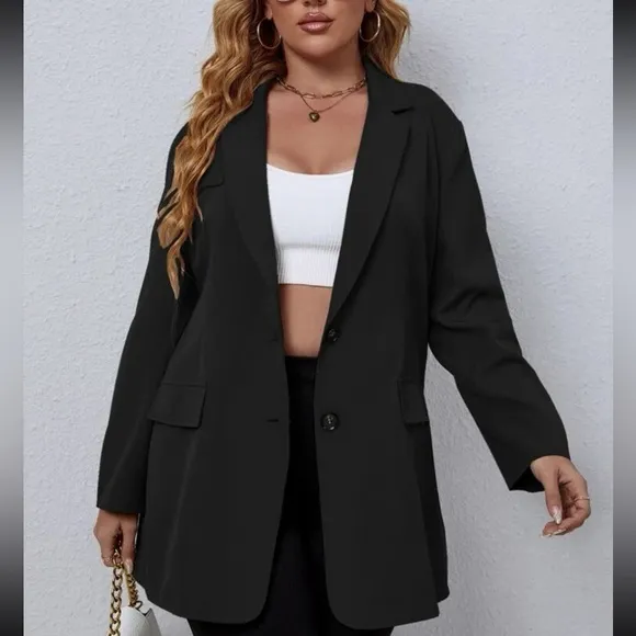 Classic plus size blazer jacket hot pink
