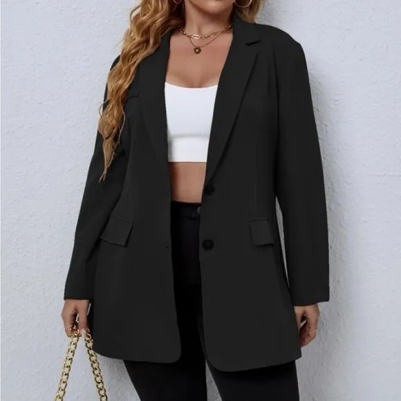 Classic plus size blazer jacket hot pink