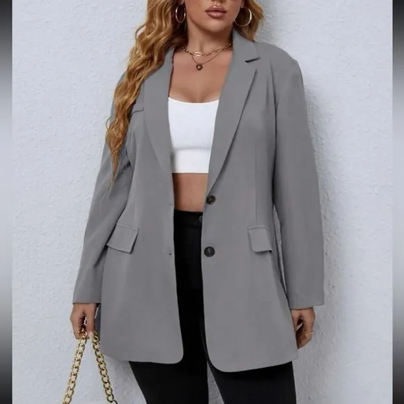 Classic plus size blazer jacket hot pink