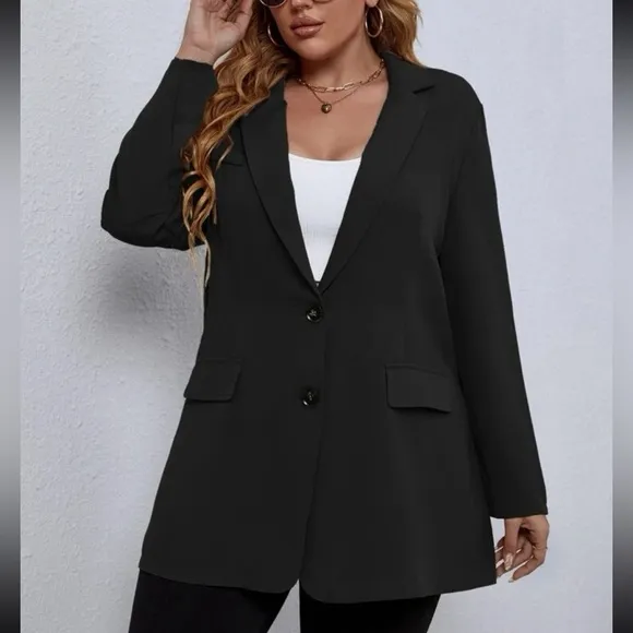 Classic plus size blazer jacket hot pink