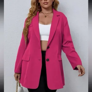 Classic plus size blazer jacket hot pink