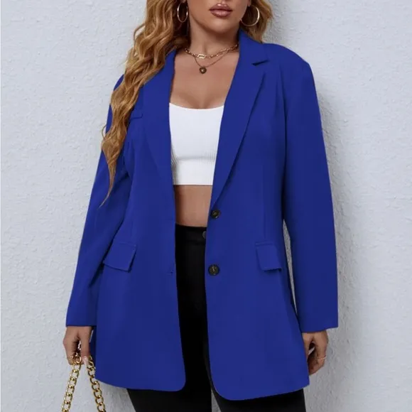 Classic plus size blazer jacket hot pink