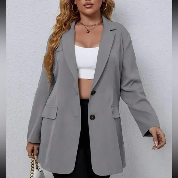 Classic plus size blazer jacket hot pink