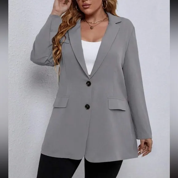 Classic plus size blazer jacket hot pink