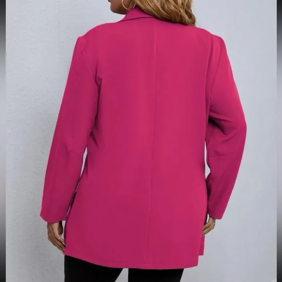 Classic plus size blazer jacket hot pink