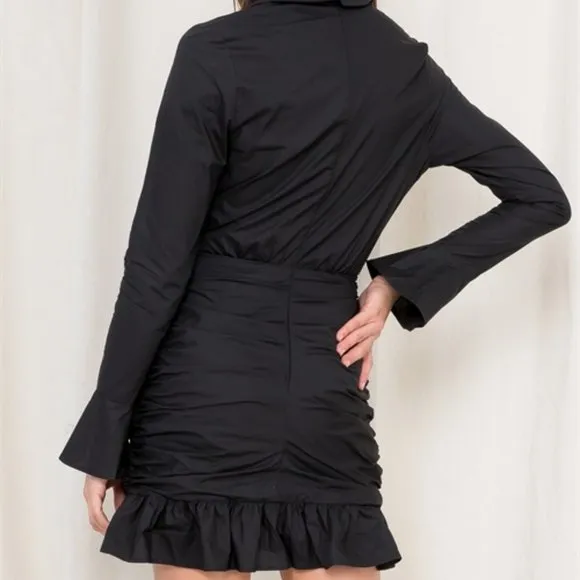 CLASSIC RUCHED BLACK MIN DRESS