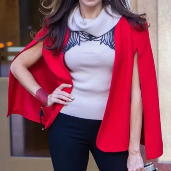 Classic Solid Open Front Cape Blazer