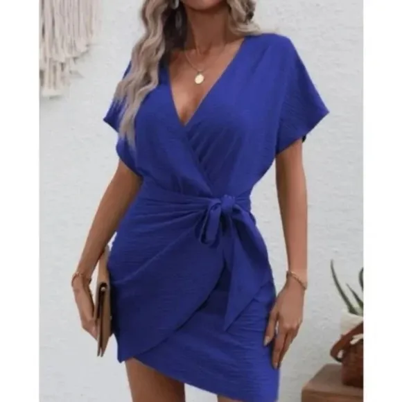 Classic Surplice Wrap Mini Dress