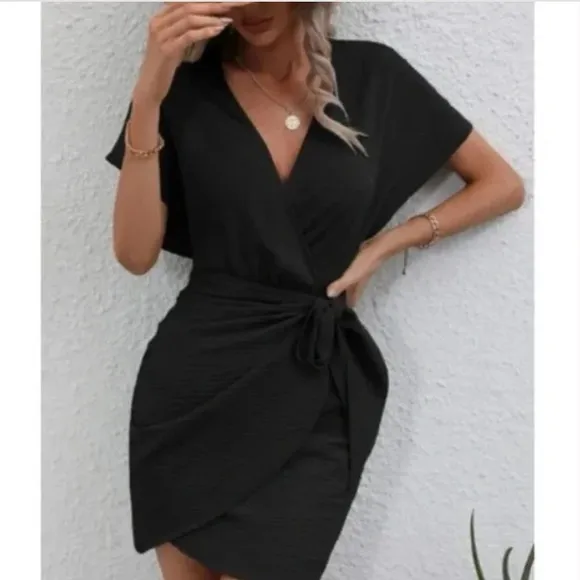 Classic Surplice Wrap Mini Dress