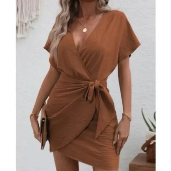 Classic Surplice Wrap Mini Dress