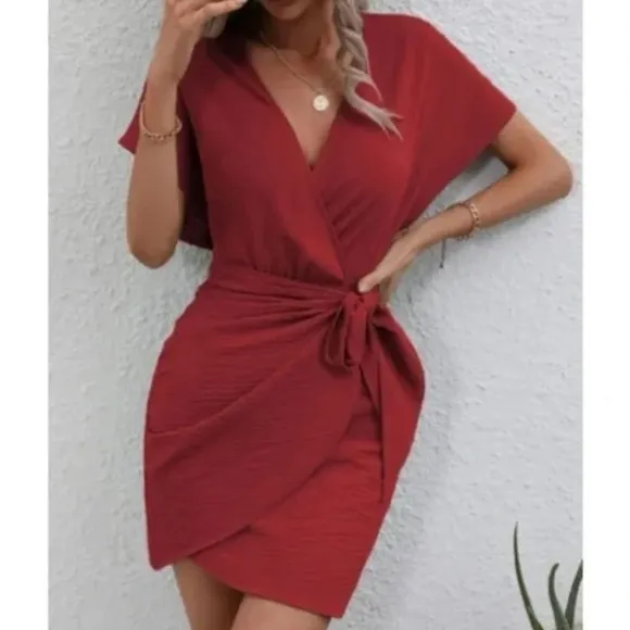 Classic Surplice Wrap Mini Dress