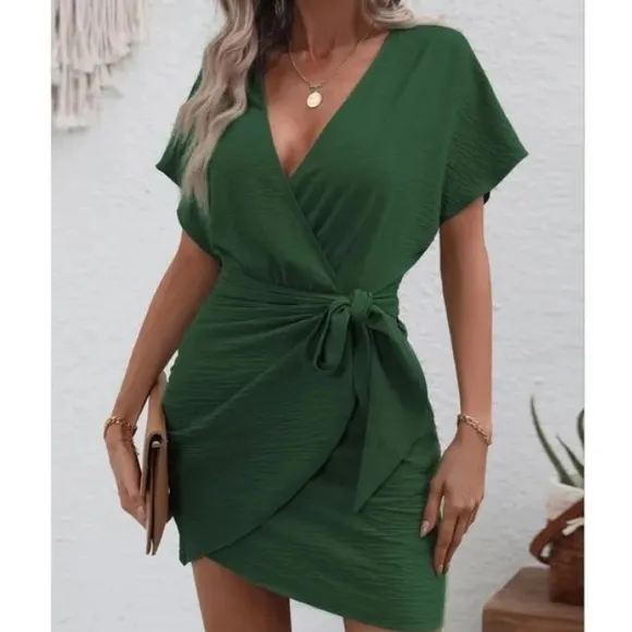 Classic Surplice Wrap Mini Dress