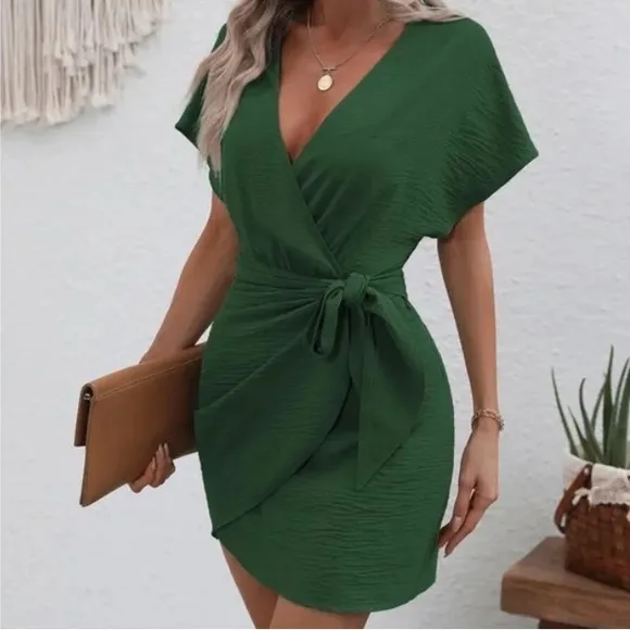 Classic Surplice Wrap Mini Dress