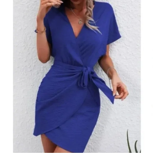 Classic Surplice Wrap Mini Dress