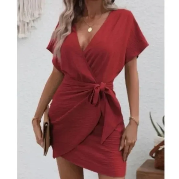 Classic Surplice Wrap Mini Dress