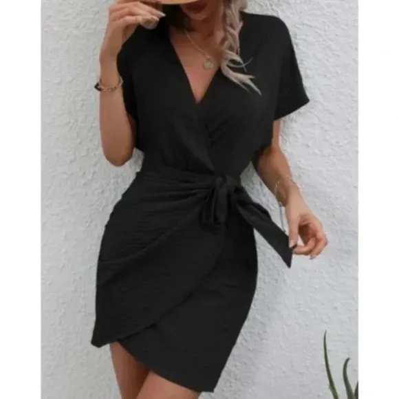 Classic Surplice Wrap Mini Dress