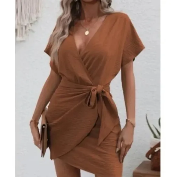 Classic Surplice Wrap Mini Dress