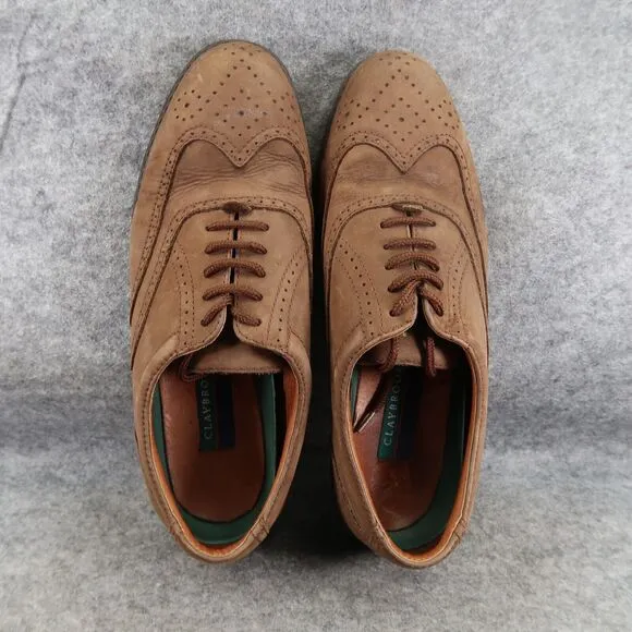 Claybrooke Shoes Mens 10.5 Oxford Wingtip Formal Classic Leather Montana Brown