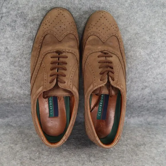 Claybrooke Shoes Mens 10.5 Oxford Wingtip Formal Classic Leather Montana Brown