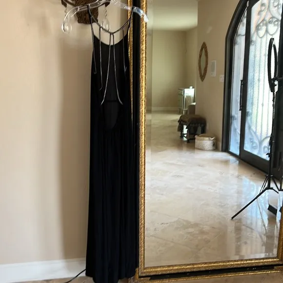 Cleobella Isla Beaded Elegant Black  Evening Maxi Dress