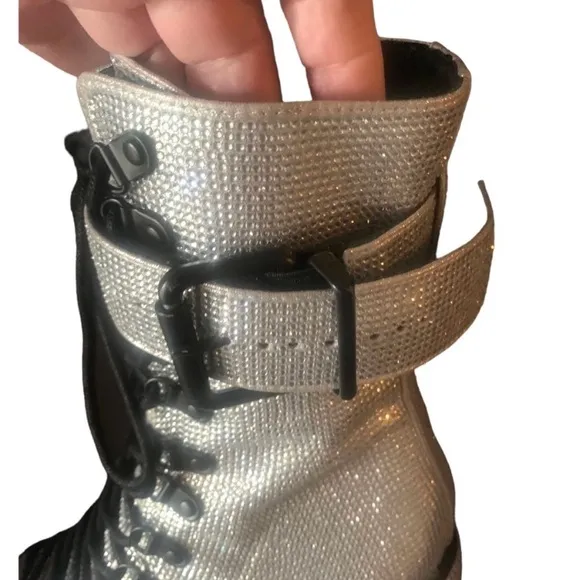 Club EXX Size 6 Crystal Bling Punk Rave Club Kid Embellished High Platform Boots