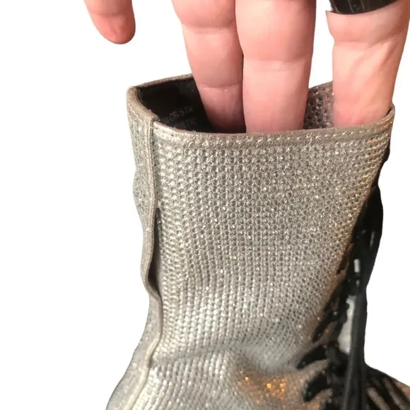 Club EXX Size 6 Crystal Bling Punk Rave Club Kid Embellished High Platform Boots