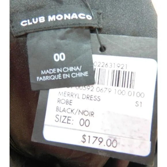 Club Monaco Dress Size 00 Black LBD Classic Wardrobe Staple