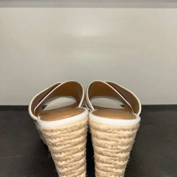 Coach Beige and Snake Print Wedge Sandals