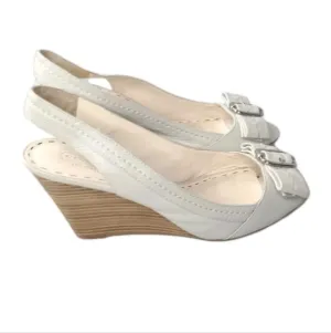 Coach Ciara Leather Wedge Sandals Women's Size 8.5 Shoes Ivory White