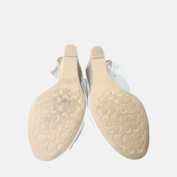 Coach Ciara Leather Wedge Sandals Women's Size 8.5 Shoes Ivory White