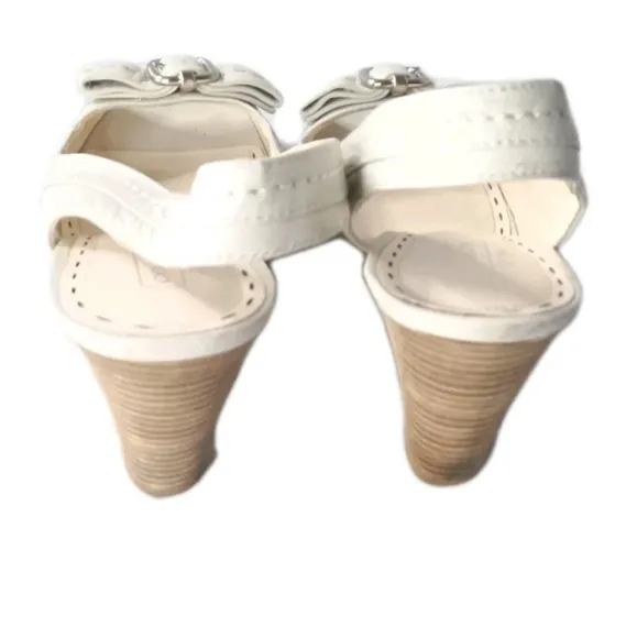 Coach Ciara Leather Wedge Sandals Women's Size 8.5 Shoes Ivory White