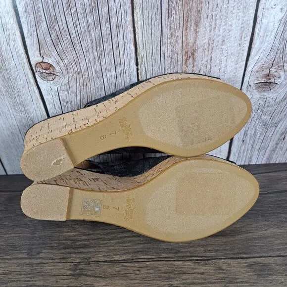 Coach Ferry Sig Jacquard Calf Slingback Wedge Sandals Black Women's Sz 7 B (NIB)