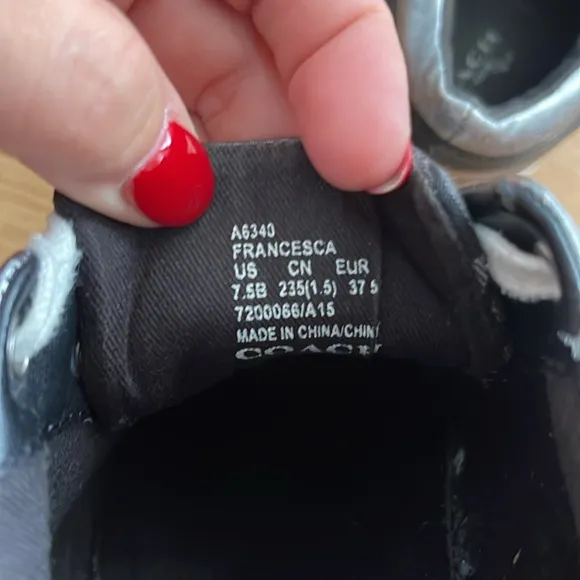 Coach Francesca Sneakers Womens Size 7.5 Metallic Black/Grey