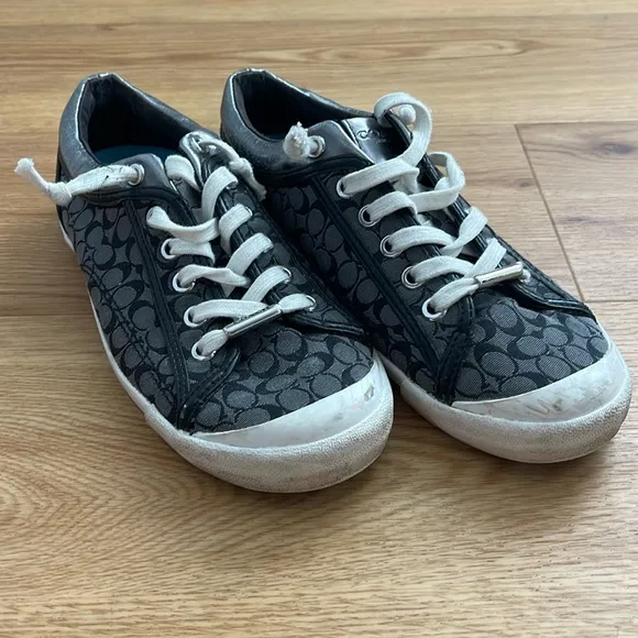 Coach Francesca Sneakers Womens Size 7.5 Metallic Black/Grey