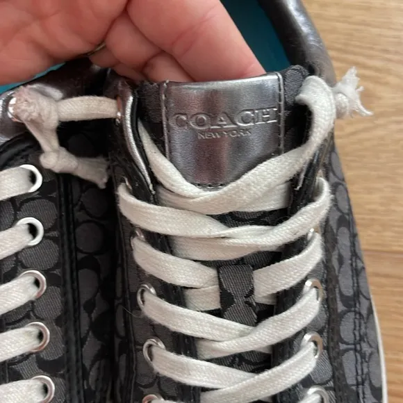 Coach Francesca Sneakers Womens Size 7.5 Metallic Black/Grey