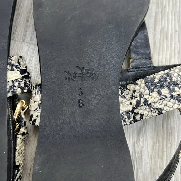 Coach Gracie Sandals Blue Snakeskin Black Hardware